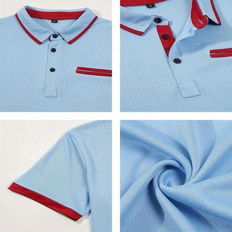 Summer Men's Short sleeved Polo Shirt Business Casual Collar T-shirt Plus Size Breathable Top European and American Plus size