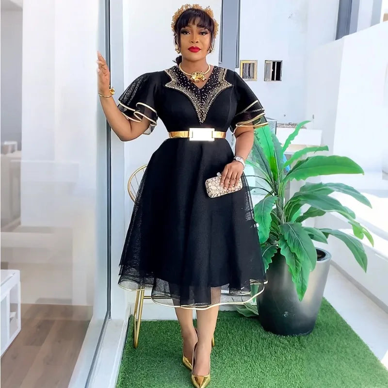 African Dresses Plus Size Elegant Dress Africa Clothes Dashiki Ankara Turkey Outfit Wedding Soiree Party for Women Summer Season