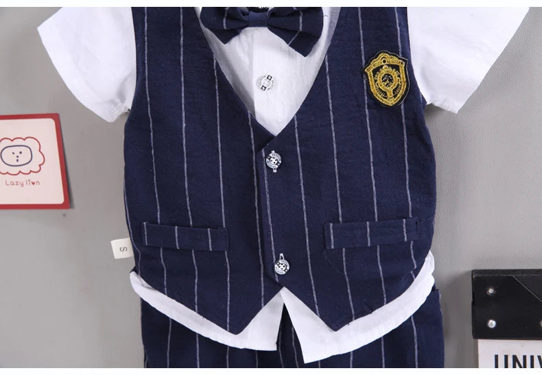 IENENS Baby Boys Short Sleeve Shirt + Shorts Suits Summer Birthday Party Clothes Sets 1 2 3 4 Years Kids Cotton Clothing Outfits