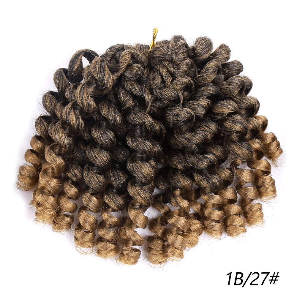 Synthetic Ombre Jumpy Wand Curl Crochet Braids Jamaican Bounce For Africa Braiding Hair Extensions Pre-Twisted For Black Women