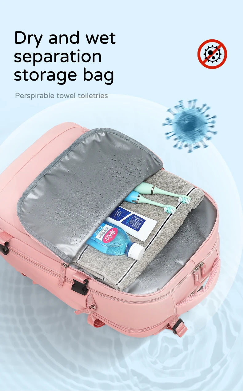 Classic Waterproof Large capacity Women Backpack USB Charging Laptop Backpack Fashion Dry Wet separation Travel Backpack Men Bag