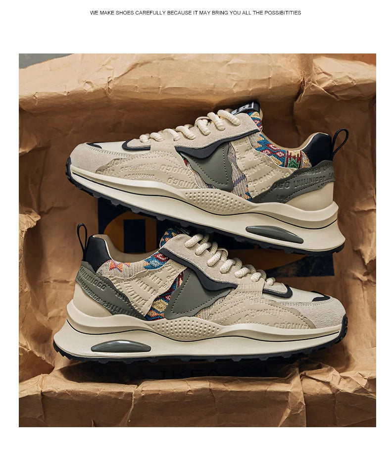 Men Sneakers 2025 Spring Autumn New Comfortable Outdoor Non Slip Running Shoes Trend Wear-resistant Vintage Lace Up Casual Shoes