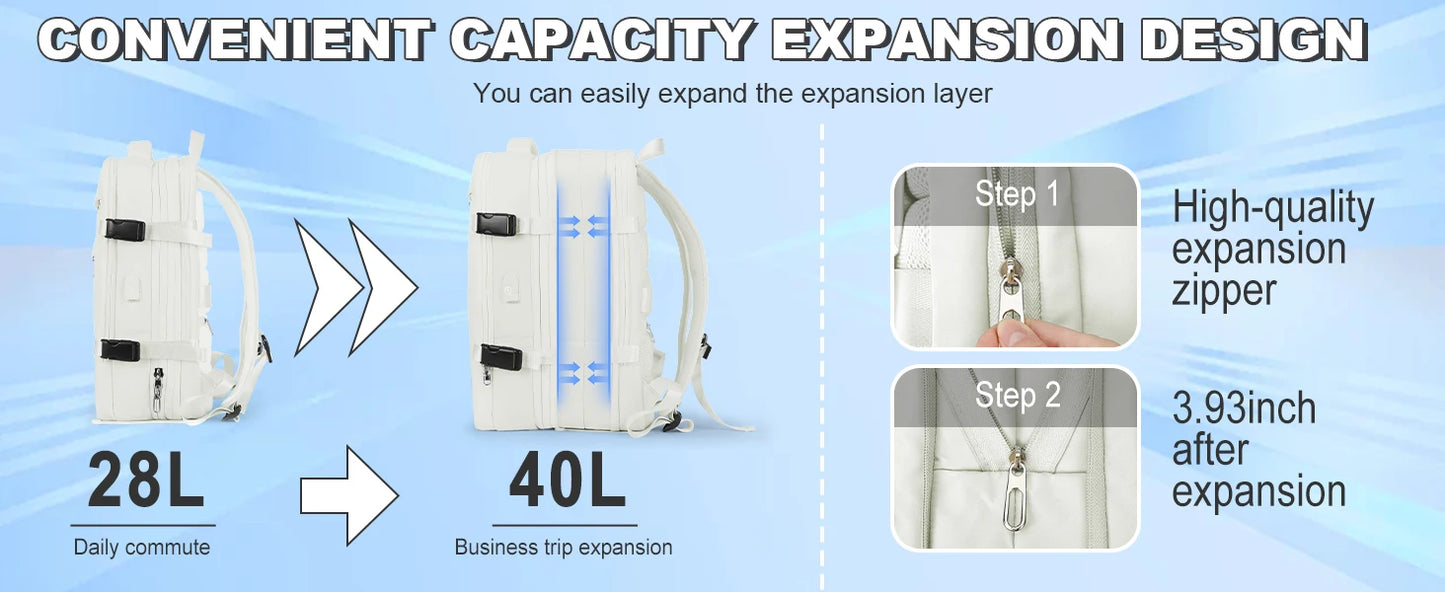Travel Backpack, Flight Approved Carry On Backpack for Women Men, Expandable Large Luggage Backpack Business Weekender Daypack