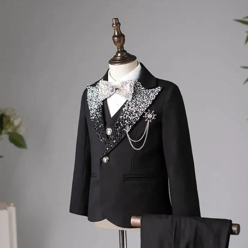 Children's Suit Set For Boys 2024 New Autumn And Winter High-End Fashion Show, Blazers For Boys Hosting Piano Performances A4236