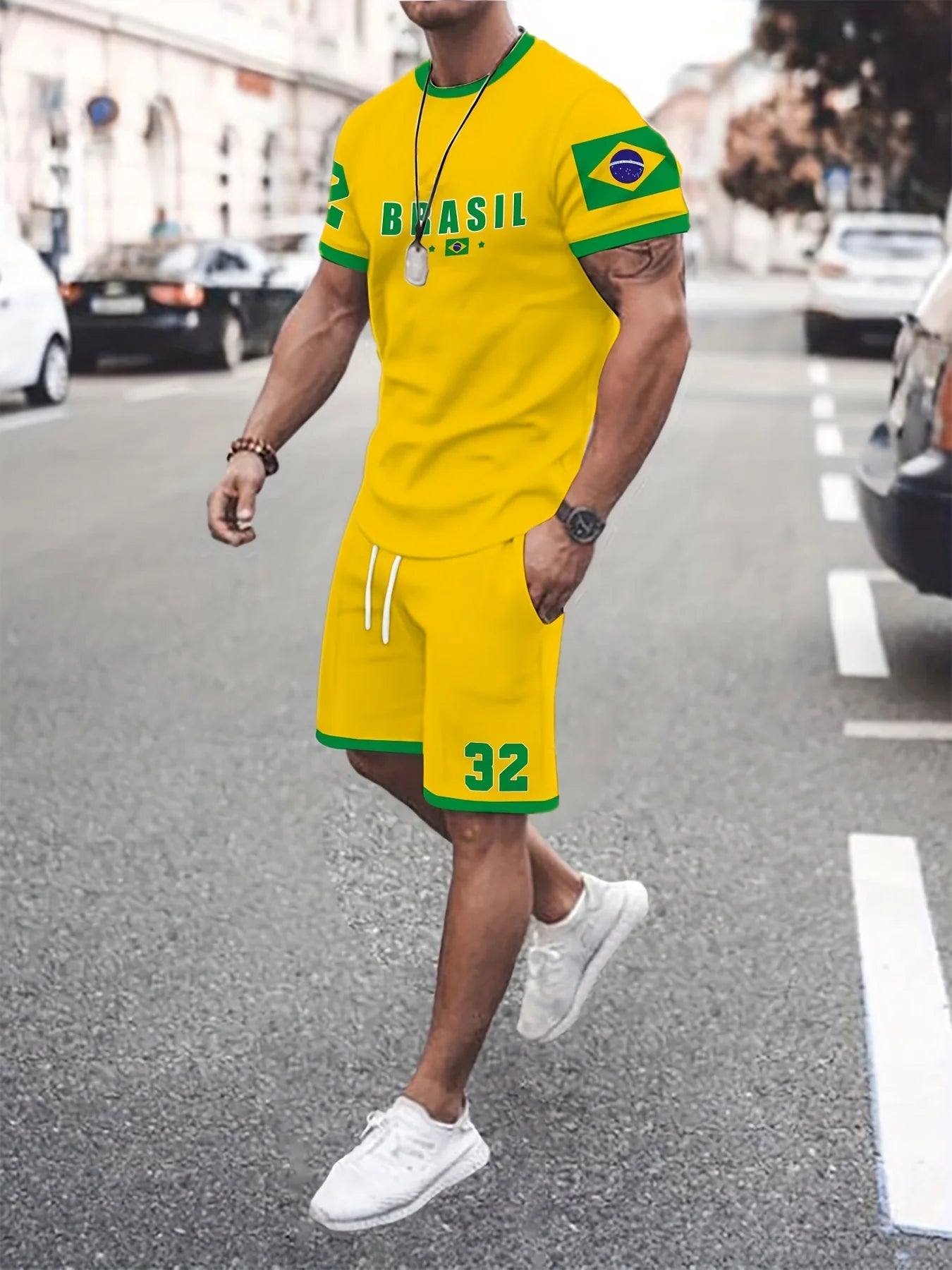 Men's Summer Sports T-Shirt Shorts Suit 2025 New Round Neck Breathable Sweat Jersey Outdoor Running Quick Dry Clothing