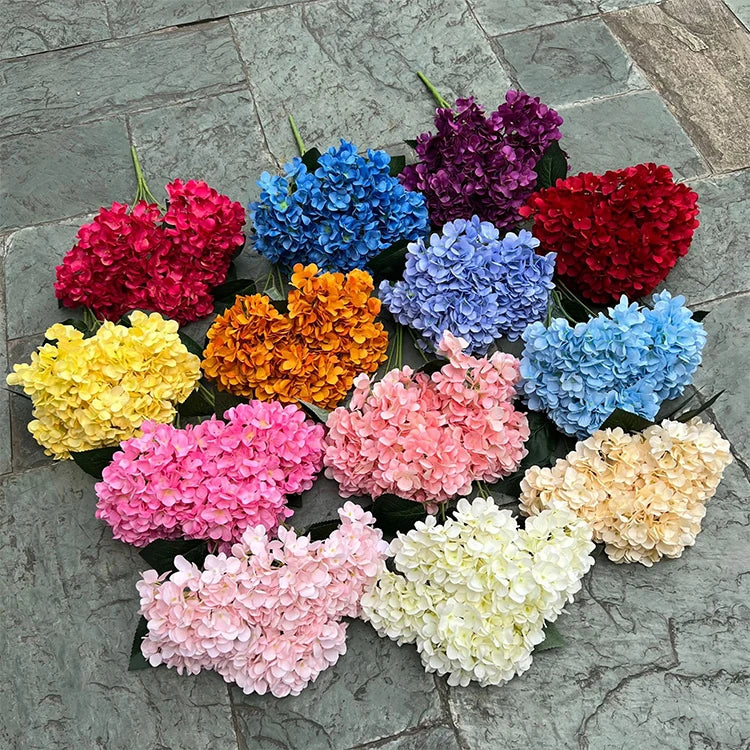 5 Heads Hydrangea Bouquet Silk Artificial Flowers for Party Wedding Living Room Decoration Accessories Home Decor Fake Flowers