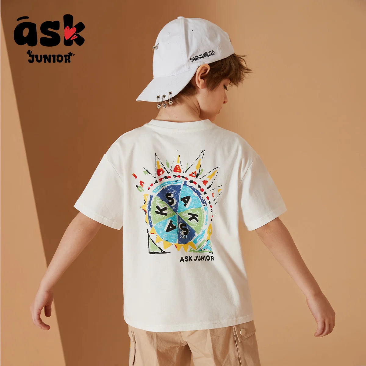 Ask Junior Parent-Child Clothing Summer Boys Half Sleeve T-Shirt Short Sleeve T-Shirt