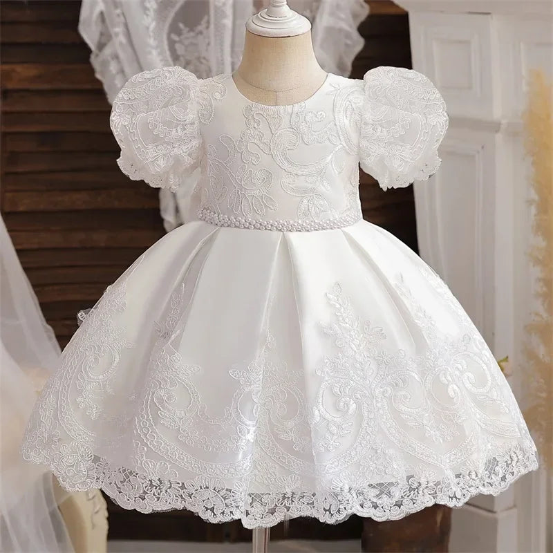 Baby Girls 1st Birthday Pink Princess Dress for Luxury Embroidery Costumes Kids Baptism Party Beading Clothes Toddler Dresses
