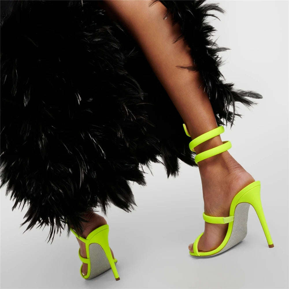 Summer new round toe silk ribbon snake-shaped wrapped sexy sandals thin high-heeled banquet dress large size women's shoes