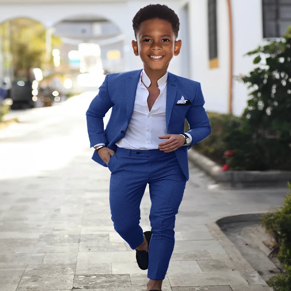 Summer Linen Boys Suit 2 Piece Set Peak Lapel Jacket Pants Wedding Tuxedo Kids High Quality Custom Outfit