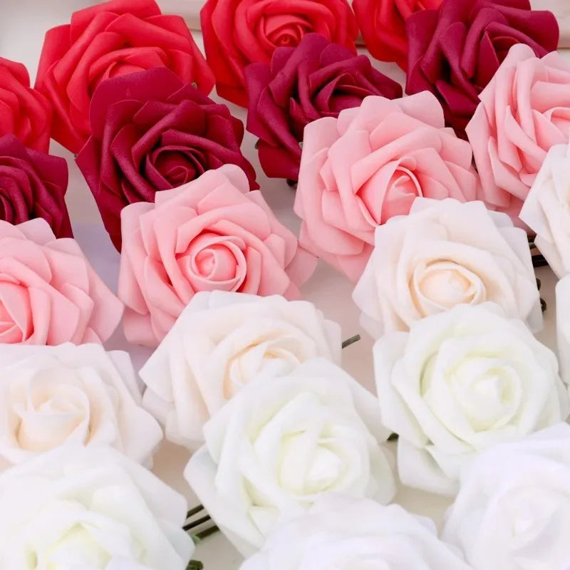 30/10PCS Artificial Foam Rose Flower Heads Bride Bouquet Flower for Home Wedding Party Table Decoration DIY Scrapbook Supplies