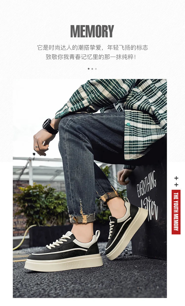 2025 New style fashionable and trendy white sneakers, versatile board shoes, thick-soled height-increasing casual men's shoes