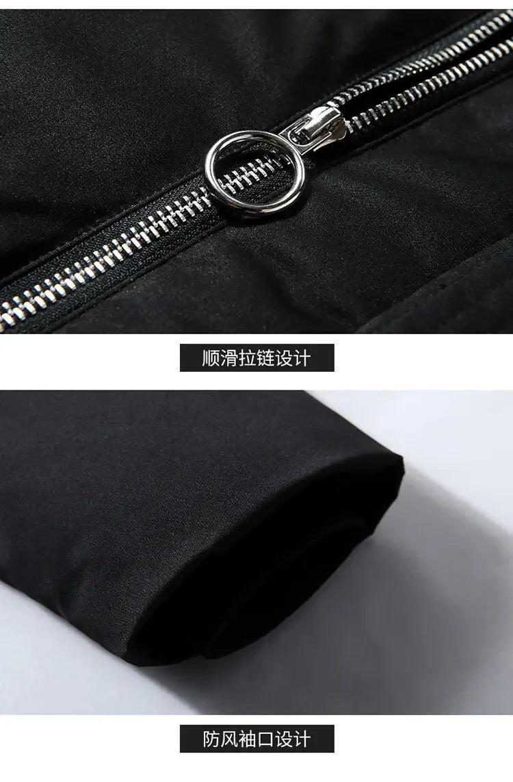 Men's Thickened Down Jacket Hooded Faux Fur Collar Winter Long Parka Jacket Outdoor Street Fashion Jacket Men's Clothing 2024