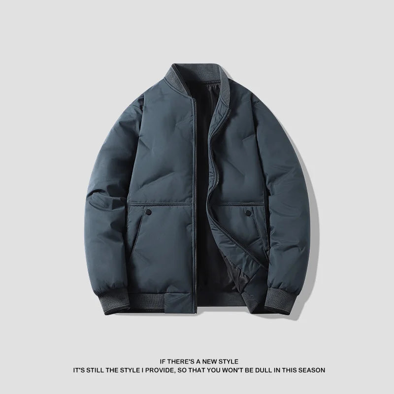 Men's Jacket Autumn Winter Thickened Warm Comfortable Breathable Casual Coat Outdoor Solid Color Windproof Zippered Jacket