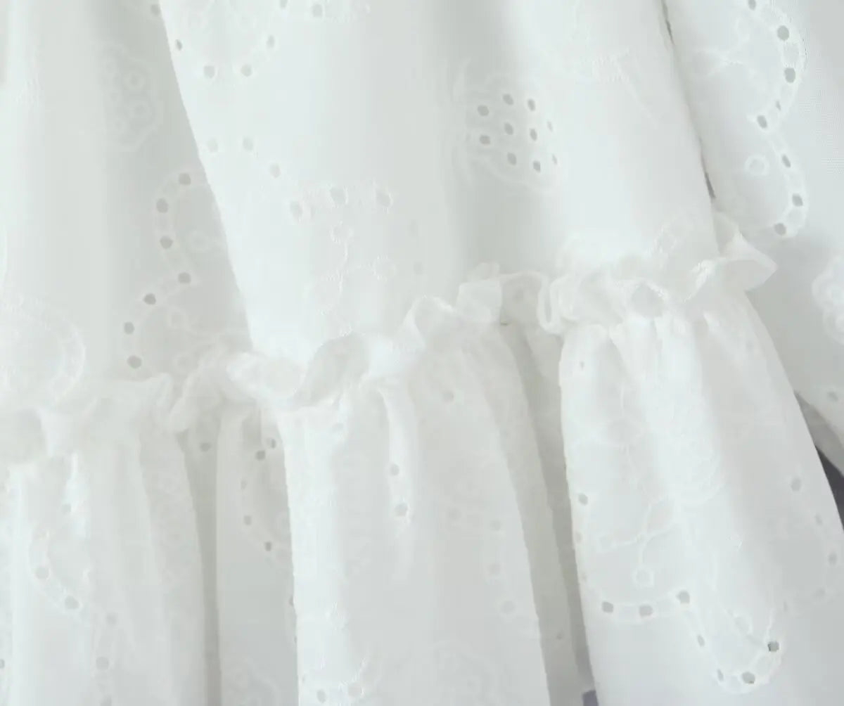 GypsyLady Off The Shoulder Sexy Mini Dresse Cotton Summer Elegant Hollow Out Ruffles Backless Women Vocation Casual Ladies Dress