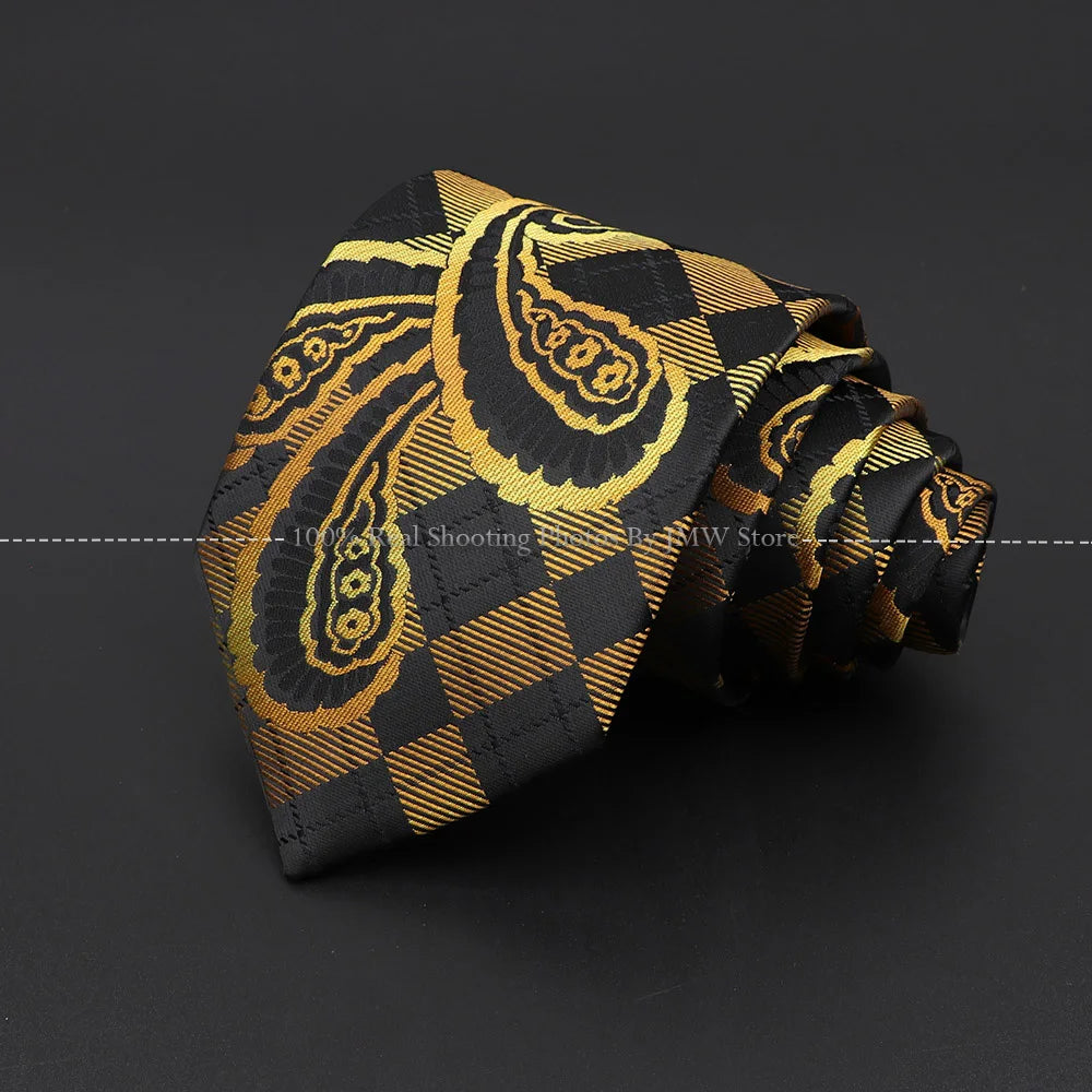 New Design Wedding Men Tie Brown Solid Striped Paisley Flower Neckties Men Business Dropshipping Groom Collar Accessories Gift