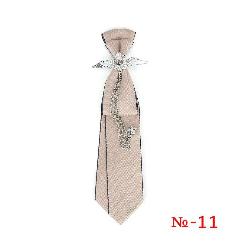 Retro Fabric Ribbon Rhinestone Black Bow Tie Collar Bowkont Cravat School Girl Boys Gifts for Women Clothing Jewelry Accessories