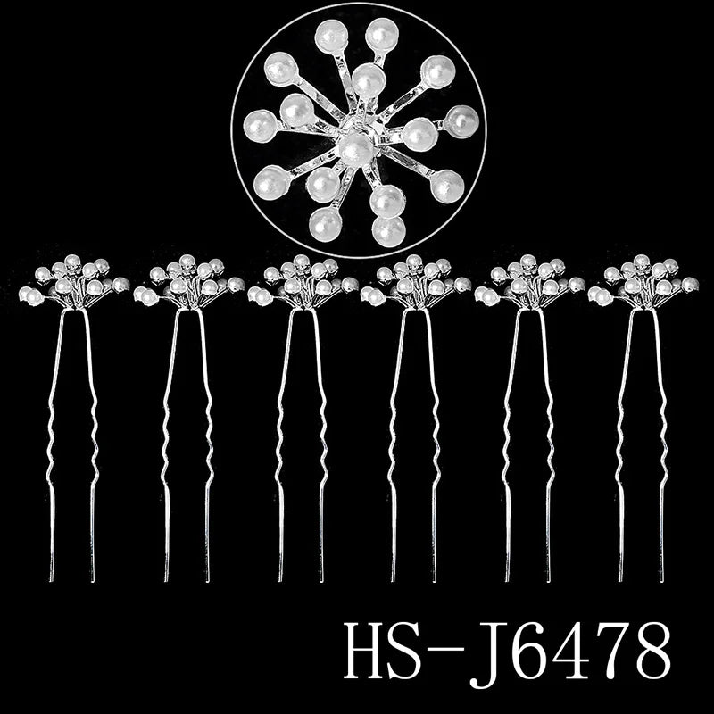 Fashion U-shaped Pin Metal Barrette Clip Pearl Hairpins For Bride Flower Clear Crystal Tiara Wedding Jewelry Hair Accessories