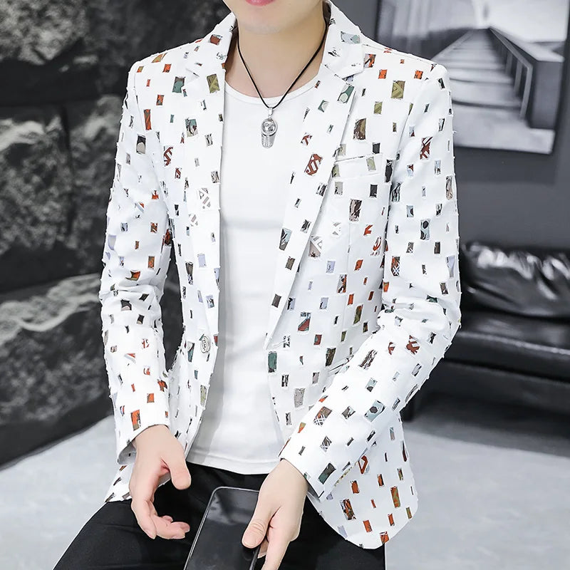 2024 Autumn Suit Men's Youth Slim Fashion Handsome Trend with Korean Version of A Small Suit Formal Single West Coat M-4XL