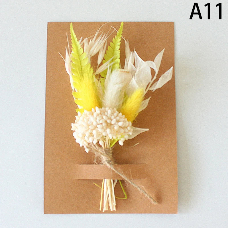 1pc Mini Natural Dry Flowers Bouquet Bridesmaid Boutonnieres Christmas Wedding Decor Valentine's Day DIY Floral Materials