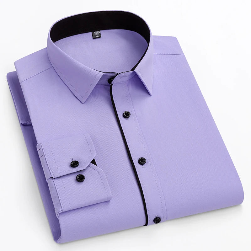 New Men's White Business Shirt Autumn Long Sleeve Leisure Plus Size Big 11XL 10XL 9XL Patchwork Black Yellow Social Dress Shirts