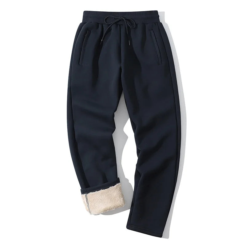 Winter Men's Fleece Joggers Elastic Waist Casual Wide Leg Sweatpants Thickened Thermal Sports Pants Hip hop Streetwear