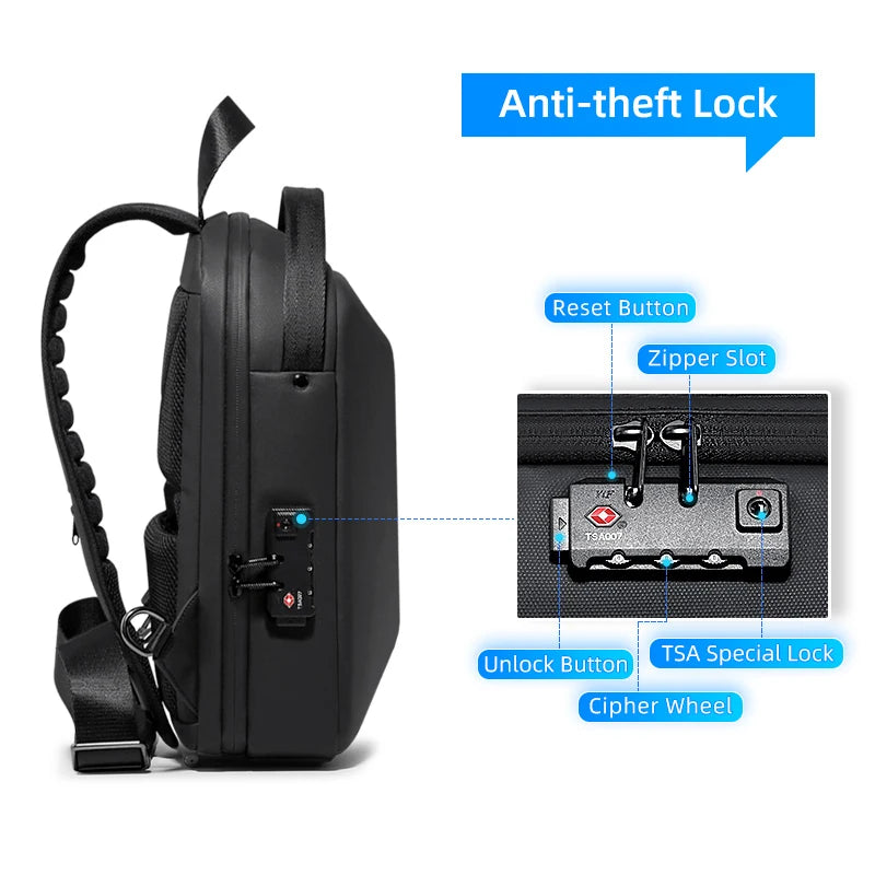 Swiss Men‘s 15.6 Inch Laptop Backpack Expandable PC Hard Shell Bag TSA Anti-theft Waterproof Backpacks USB Business Travel Bag