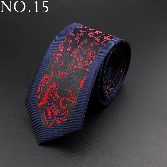 New Skinny 6cm Ties For Men Wedding Dress Necktie Perple Floral Paisley Patchwork Tie Business Slim Shirt Accessory Gift Cravate