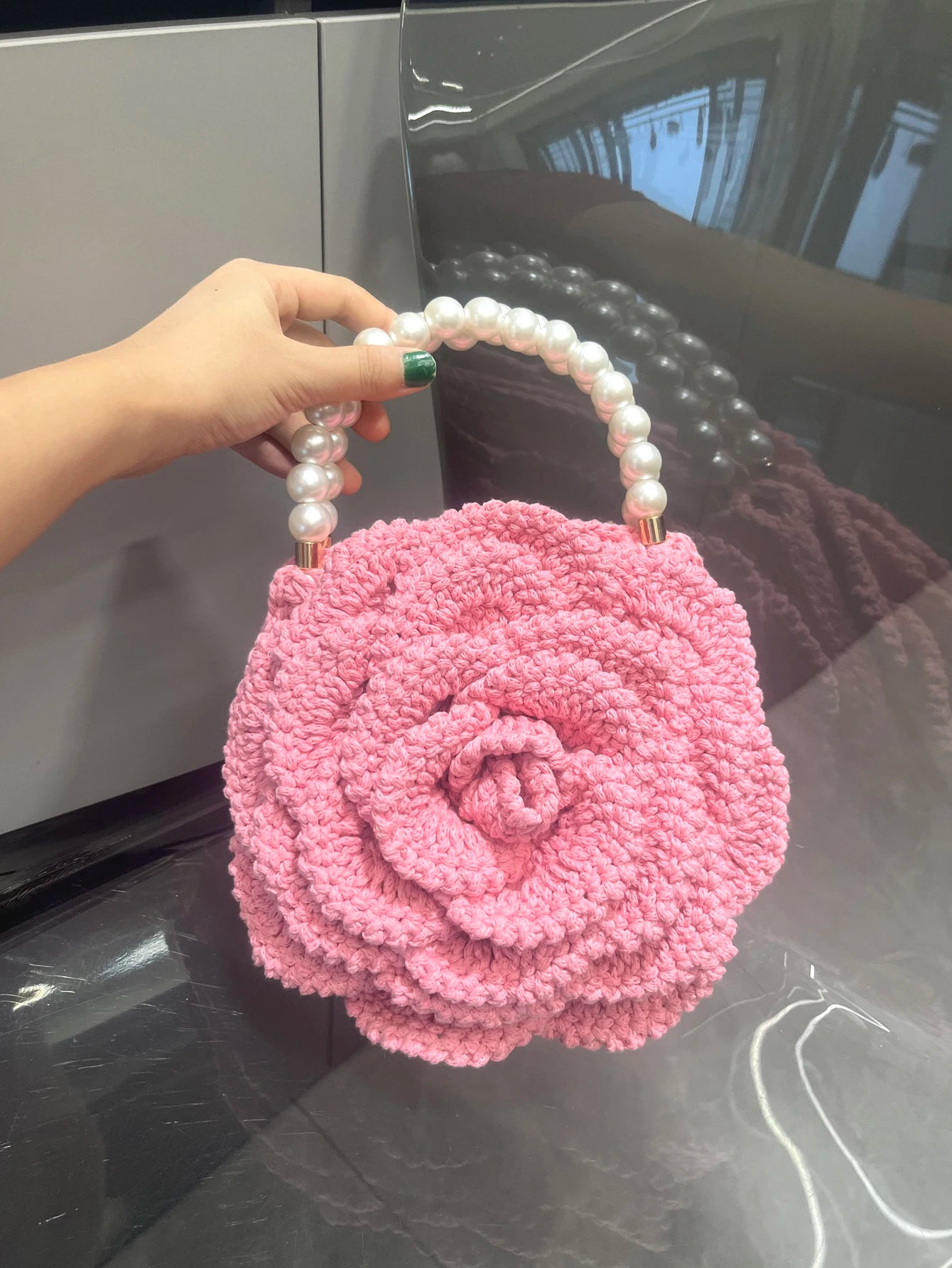 handmade Crochet flower shape Evening clutch Bag Purses and handbag luxury Designer banquet bag Women's bag