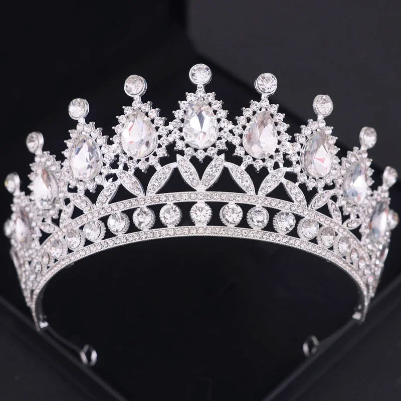 3Pcs Crystal Crown Necklace Earring Set Baroque Rhinestone Bridal Jewelry Set Bridal Wedding Hair Accessories Jewelry Crown Gift