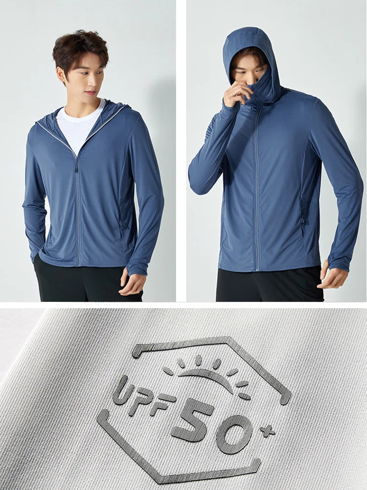 Summer UPF 50+ UV Proof Men Skin Coats Hooded Sun Protection Breathable Cool Thin Windbreaker Plus Size Casual Jackets 8XL
