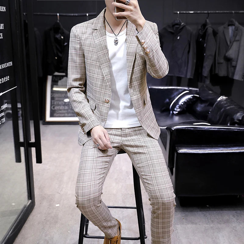 Casual suit jacket fashion loose luffian handsome suit senior sense top single business formal Korean student suit