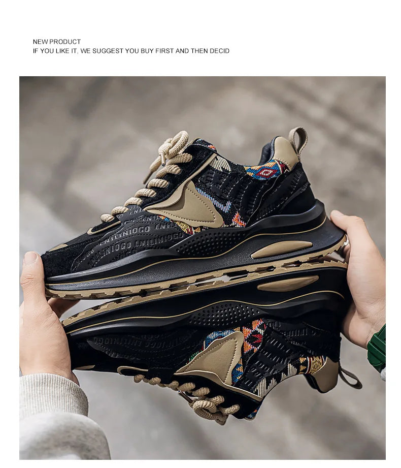 Men Sneakers 2025 Spring Autumn New Comfortable Outdoor Non Slip Running Shoes Trend Wear-resistant Vintage Lace Up Casual Shoes