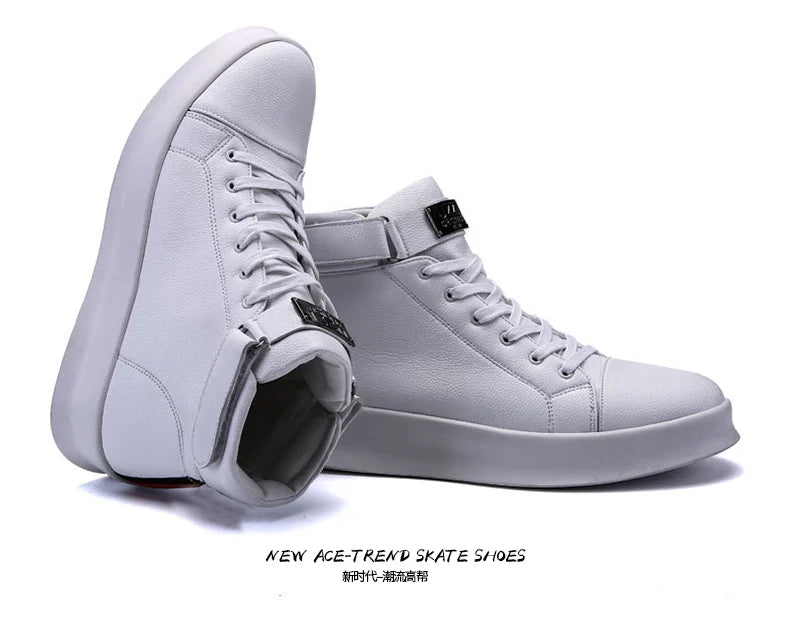 Fashion Luxury Men's Red High Top Sneakers PU Leather Casual Sneakers Men Flat Designer Shoes Breathable Hip Hop Sport Shoes Man