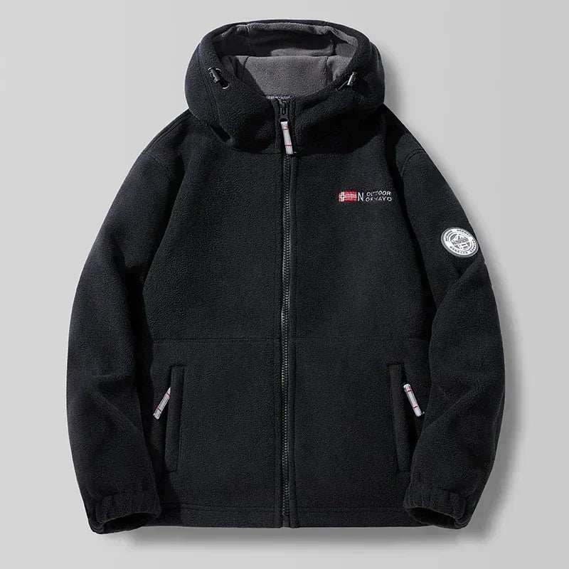 Men's Winter Jacket 2023 New Boxing mountain Fleece Hoodie Jackets Women's Fall Fashion Lamb Wool Long Sleeve Warm Coat For Men