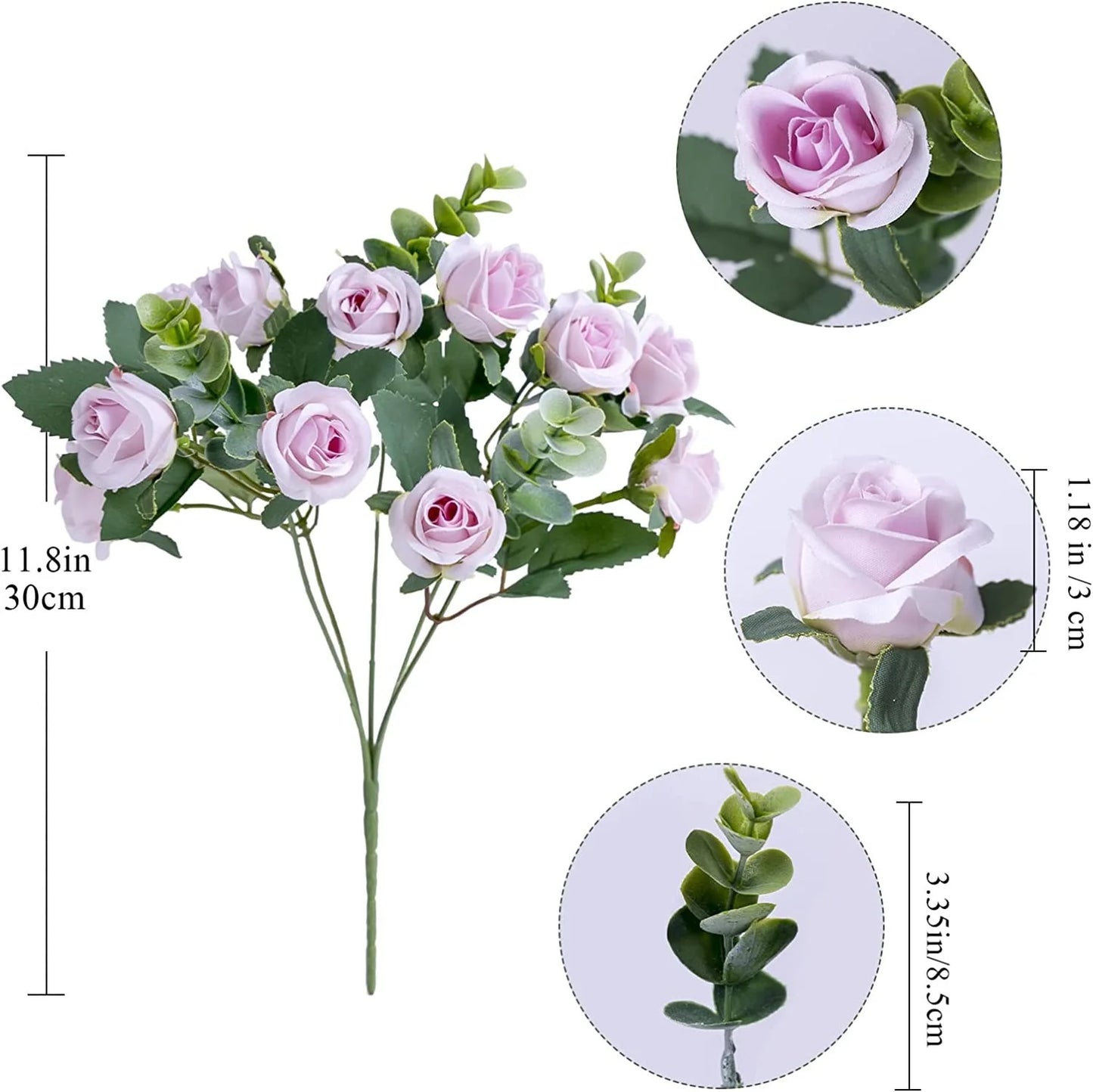10 Heads Artificial Flower Silk Rose white Eucalyptus leaves Peony Bouquet Fake Flower for Wedding Table Party Vase Home Decor