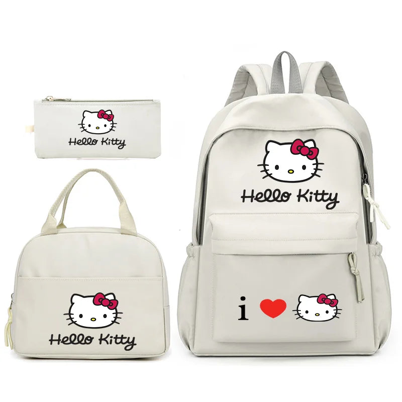 3pcs/Set Hello Kitty Backpack with Lunch Bag for Teenagers Student School Bags Casual Comfortable Travel Set