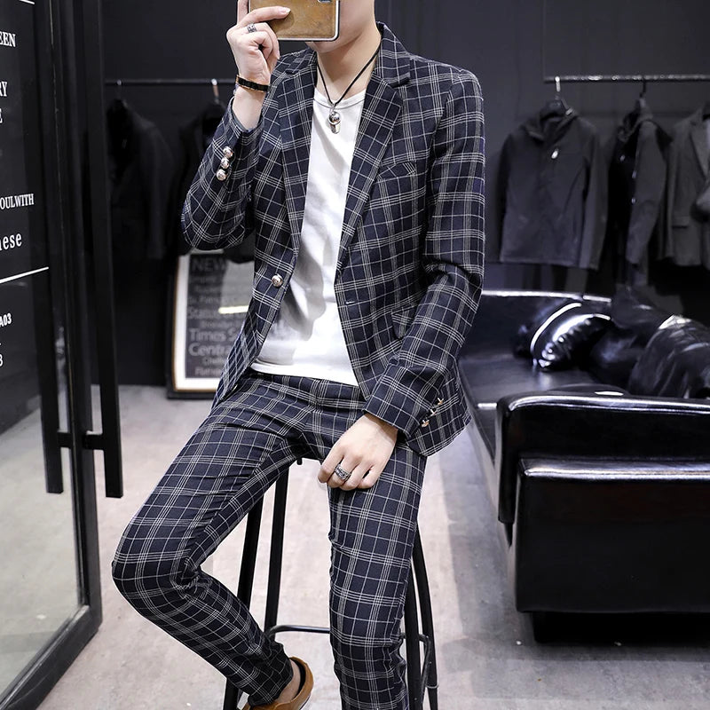 Casual suit jacket fashion loose luffian handsome suit senior sense top single business formal Korean student suit