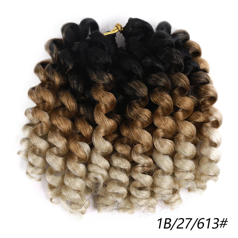 Synthetic Ombre Jumpy Wand Curl Crochet Braids Jamaican Bounce For Africa Braiding Hair Extensions Pre-Twisted For Black Women