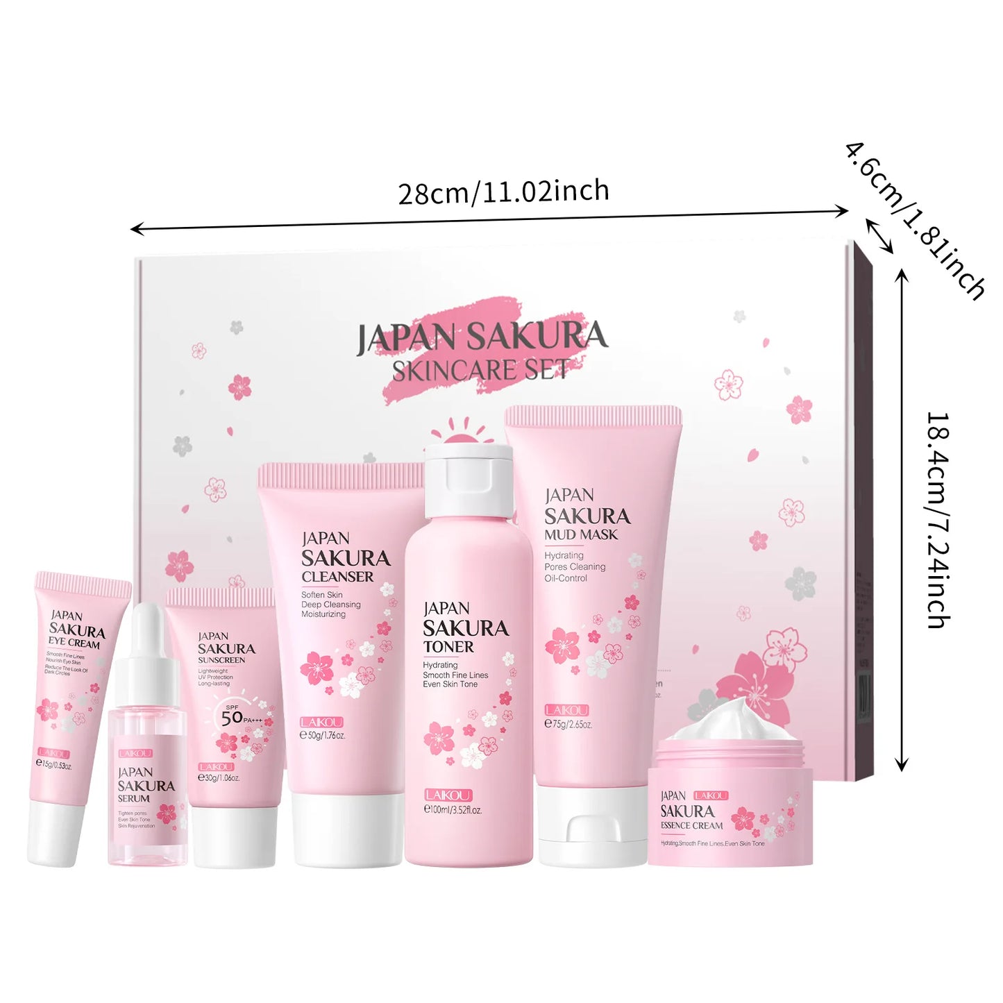 LAIKOU cleansing Laikou moisturizing hydration Japan Cherry Blossom Skincare 7-piece Mud Mask Edition Facial Care Set