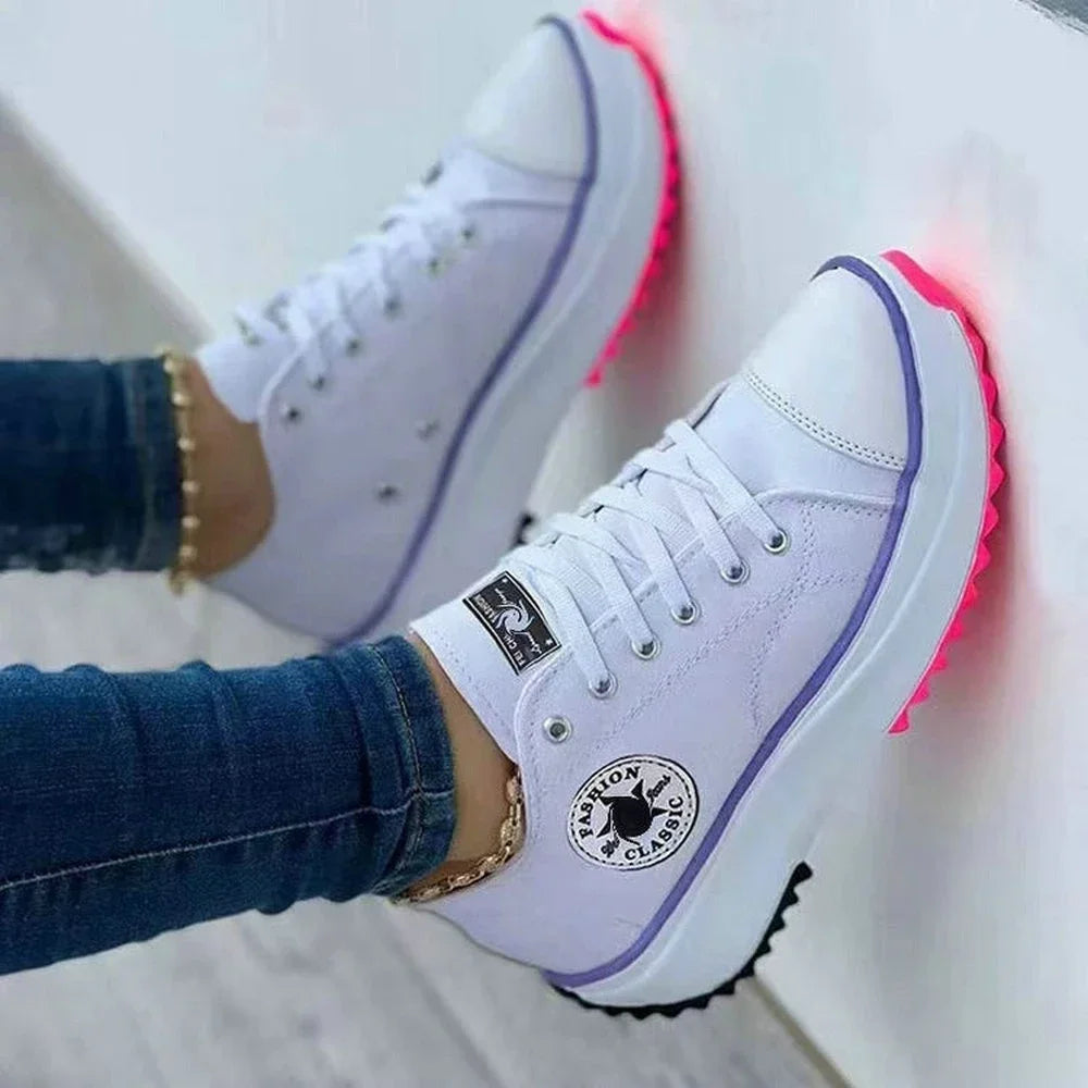 Women Pattern Canvas Sneakers Women Casual Shoes 2023 Women Sneakers Shoes Flat Lace-Up Zapatillas Mujer Chaussure Femme