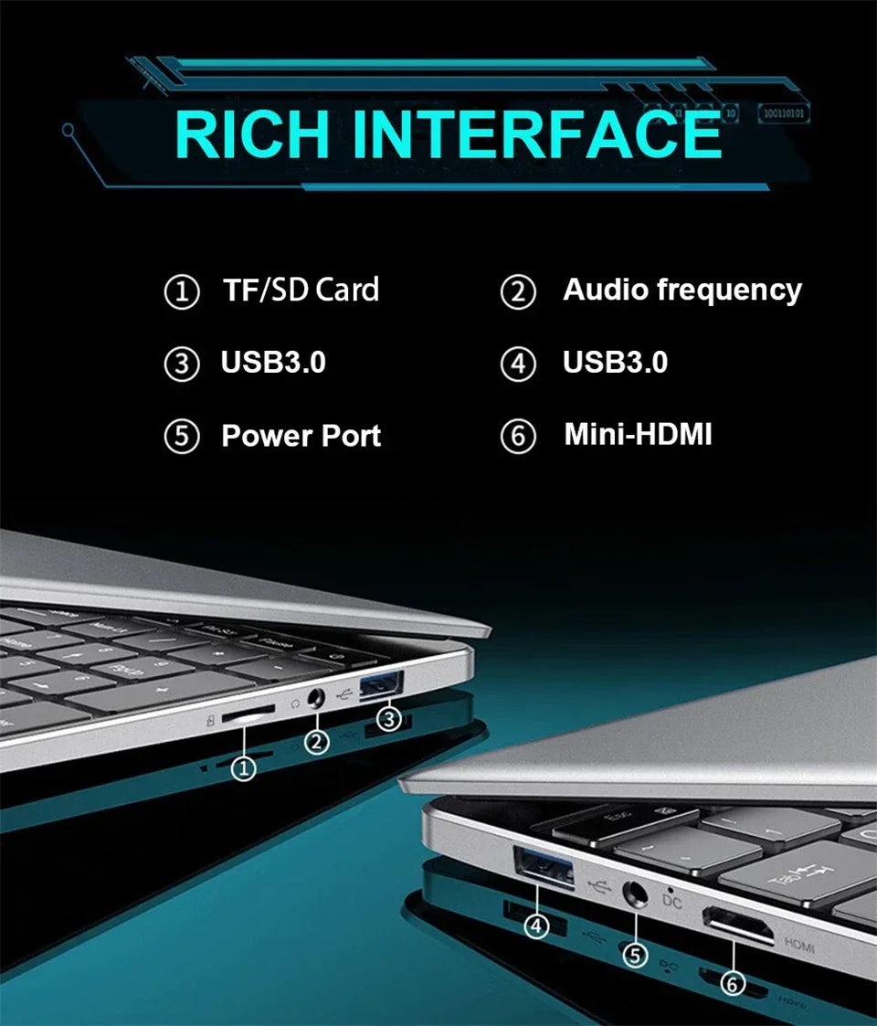 2025 laptop 15.6 Inch Laptop Windows 11 Intel Core i7 8500Y 16GB RAM 1TB SSD Fingerprint Unlock Study Office Pc Laptops