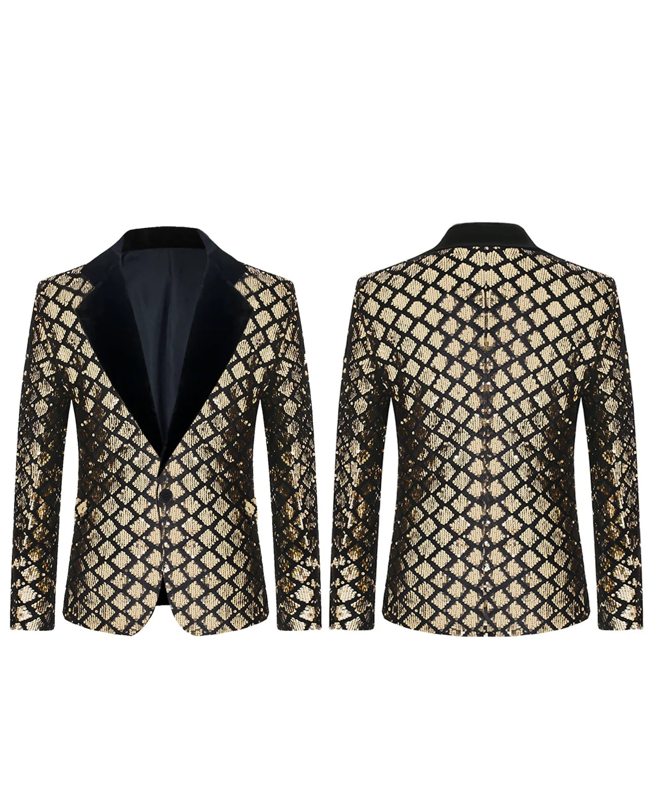 Fashion Men Luxurious Sequin Plaid Suit Jacket Stage Performance Street Performer Casual Blazer Men's Coat Long Sleeved Top