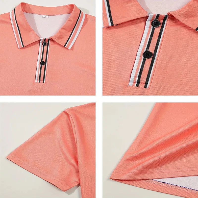 Summer Men's Short sleeved Polo Shirt Business Casual Collar T-shirt Plus Size Breathable Top European and American Plus size