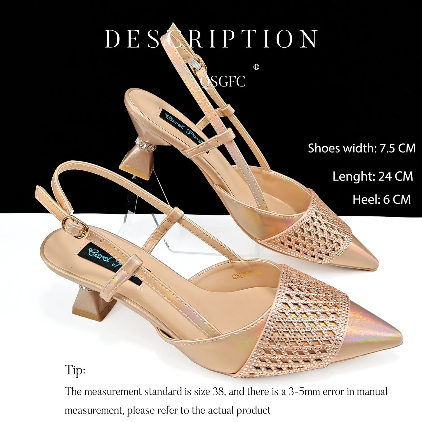 Newest Elegant Mature Style Black Color Party Wedding High Heel Pointed Toe Women Shoes and Bag full of Sequins Decoration