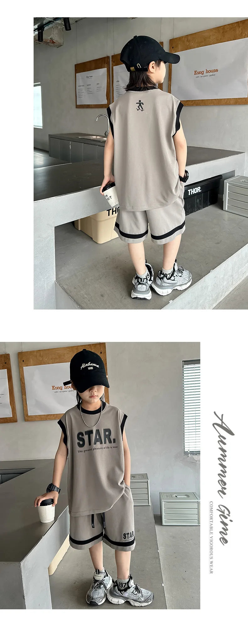 Summer 5-10 Years Old Boys' Sportswear Set 2025 Casual Loose Sleeveless Outfit | Trendy 2Pcs Clothing Letters Kids' Outfit