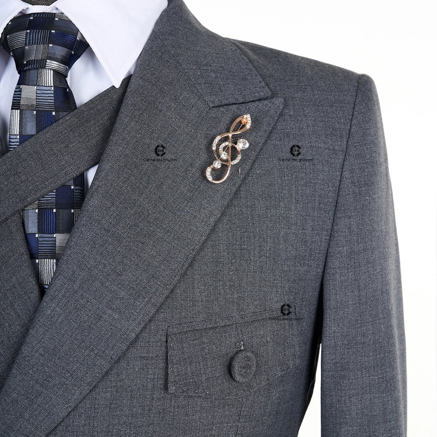 Cenne Des Graoom 2024 New Elegant Grey Suits for Men Double Breasted Hand Sewn Buttons 2 Pieces Set High Quality Wedding Party