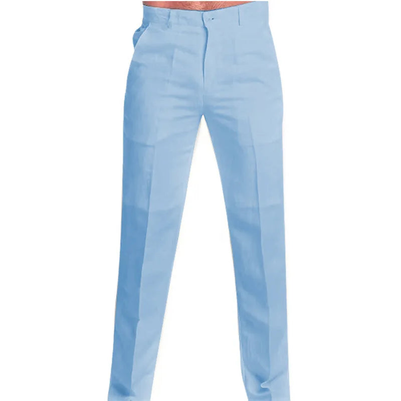 Men's Clothing Linen Slant Pocket Straight Solid Color Comfortable Breathable Daily Casual Pants