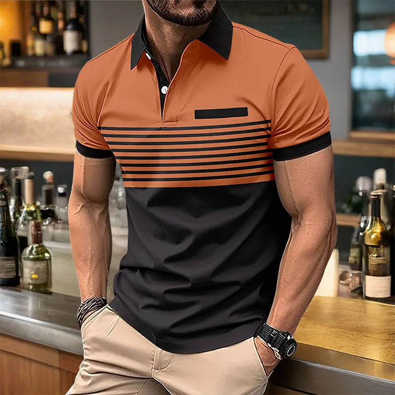 Summer Men's Short sleeved Polo Shirt Business Casual Collar T-shirt Plus Size Breathable Top European and American Plus size