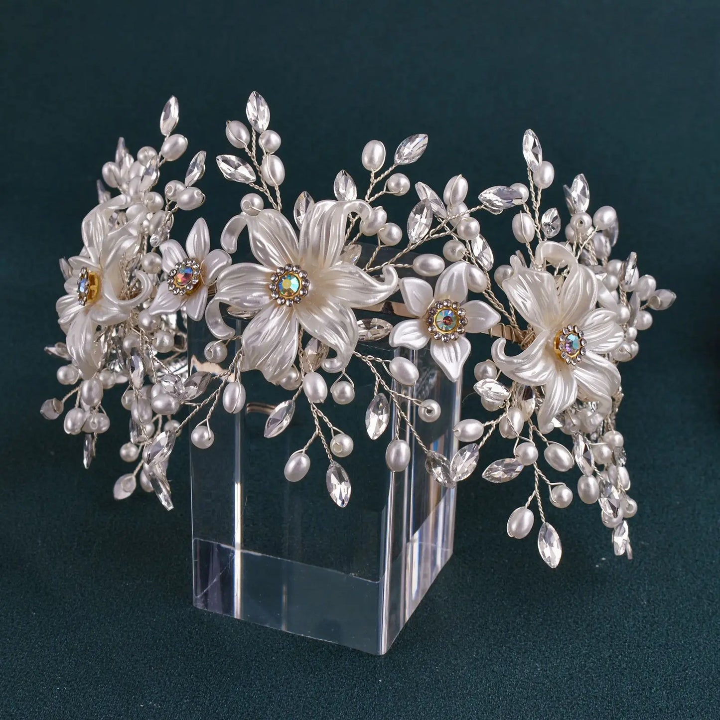 DZ023 Fashion Wedding Headpiece Crystal Pearl Hair Piece 2022 Bridal Tiara Dinner Party Headdress For Women Bride Headwear
